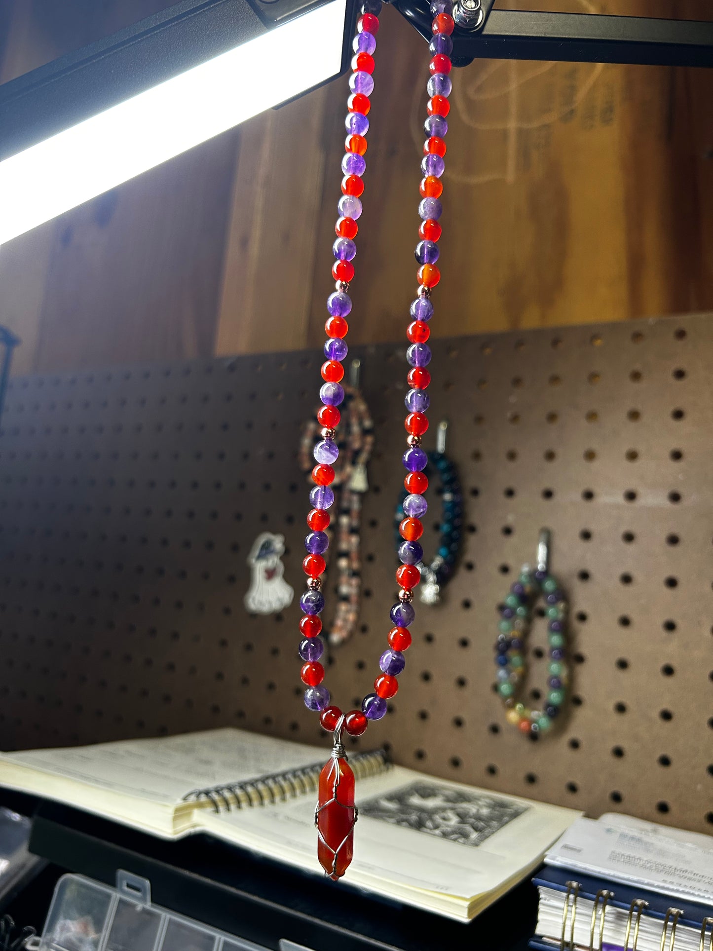 Amethyst and red agate necklace