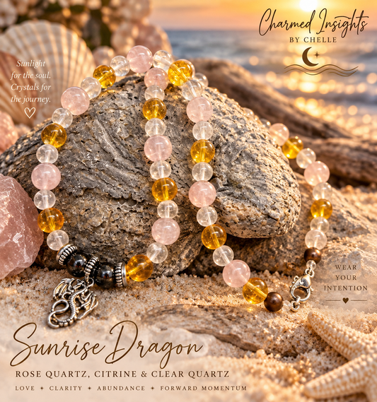 Sunrise Dragon — Rose Quartz, Citrine & Clear Quartz Necklace 🌅🐉