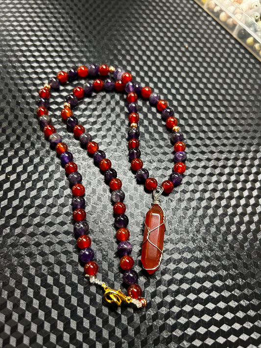 Amethyst and red agate necklace
